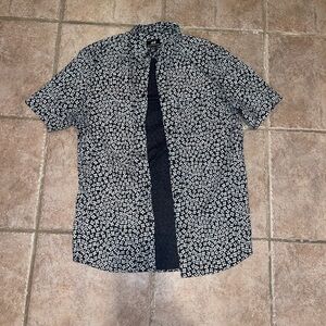 H&M Black and White Floral Button Down Shirt